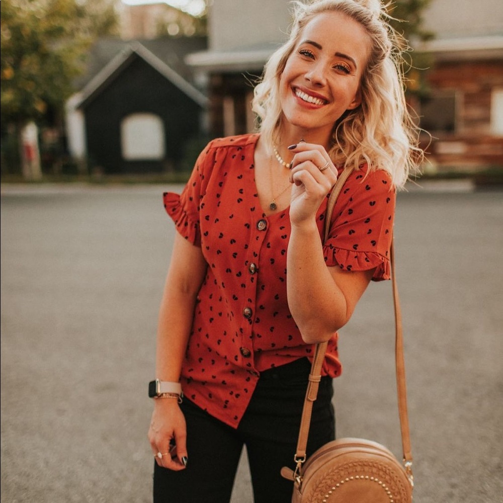 Heart Button Front Shirt